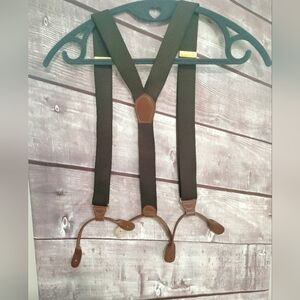 CAS W Germany Dark Brown Leather Suspenders Adjustable Vtg Formal Business Wear
